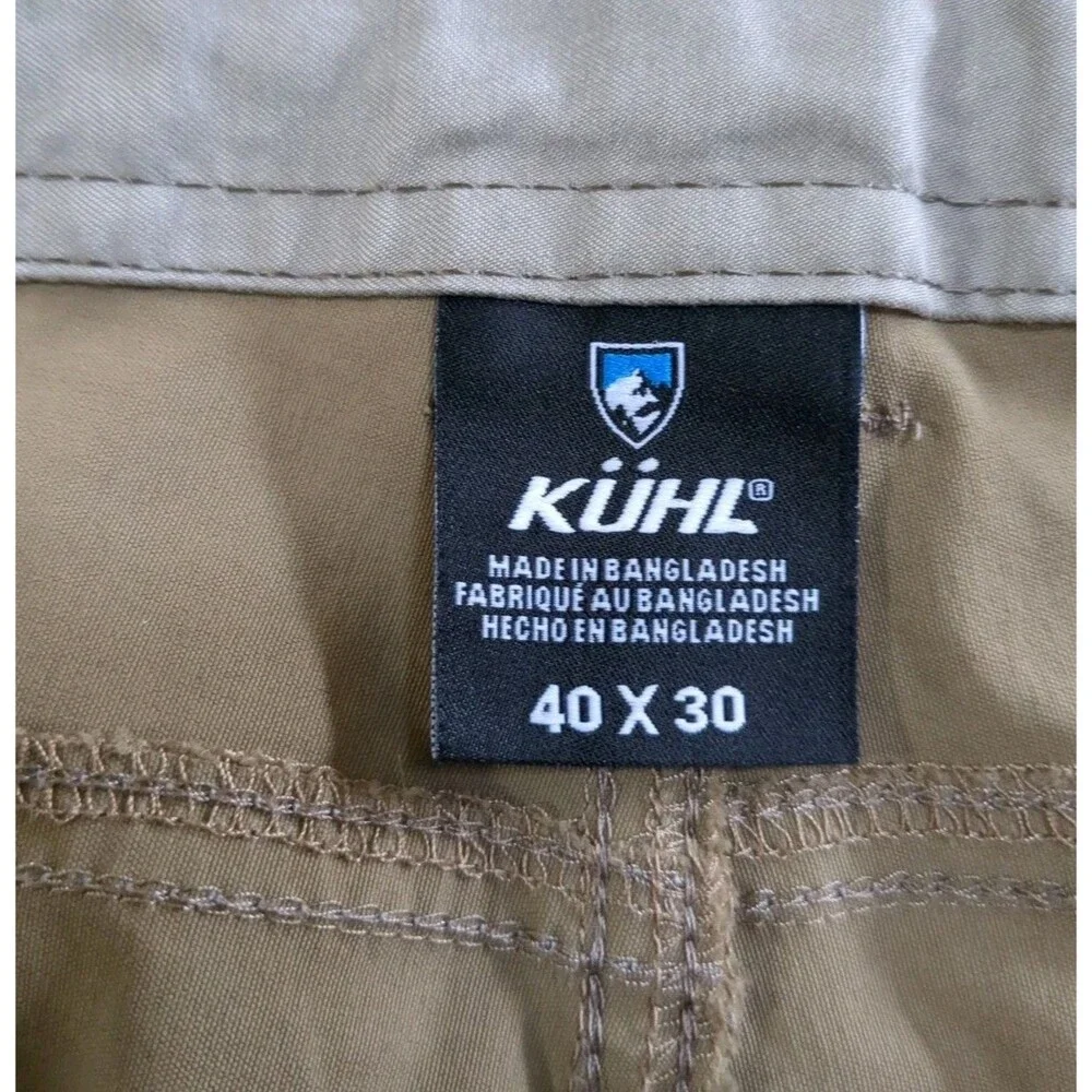 Kuhl Pants Men 40x30 Side Zipper Pocket Deep Khaki Beige Chino Outdoor Hiking